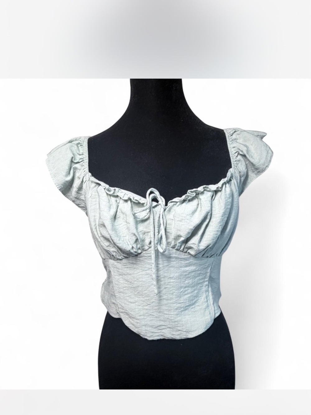 Altar’d State Mint Cottagecore Puff Sleeve Crop Top L